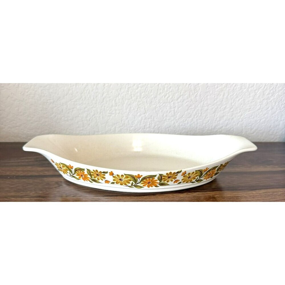 Vintage Susanne Bake N Serve Stoneware Casserole Dishes Sunflower oval dish